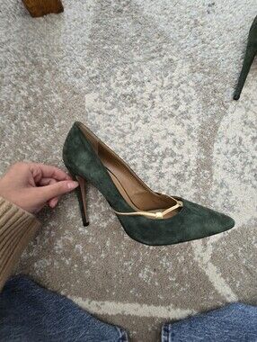 ( Fits Small) Aquazzura Green Suede Heels